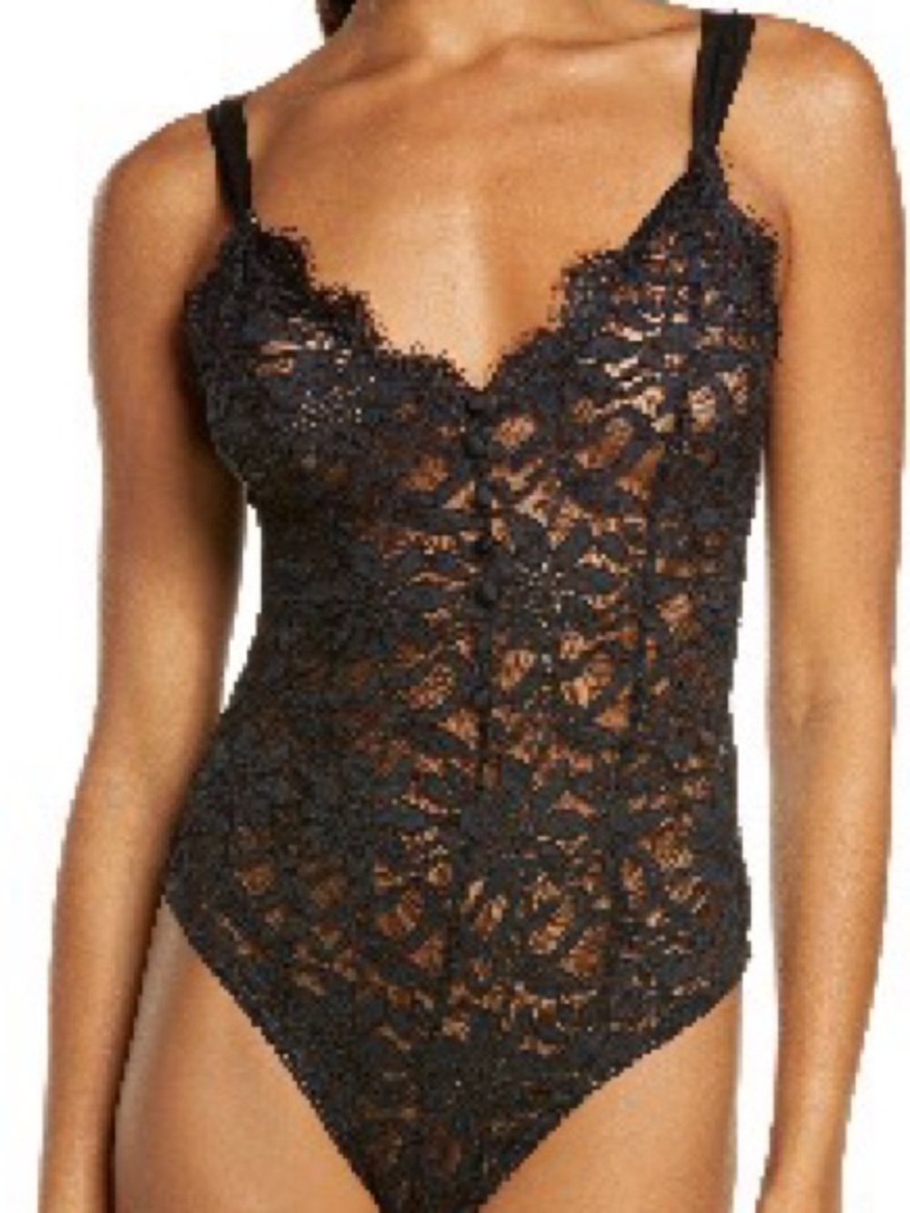NWT-Free People Black Lace Sheer Bodysuit